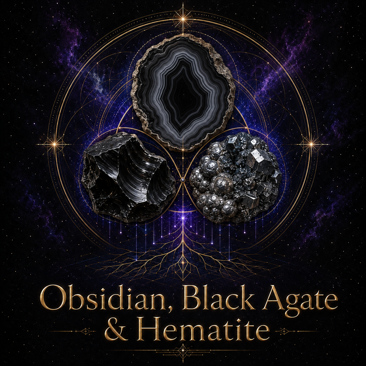Obsidian, Black Agate & Hematite