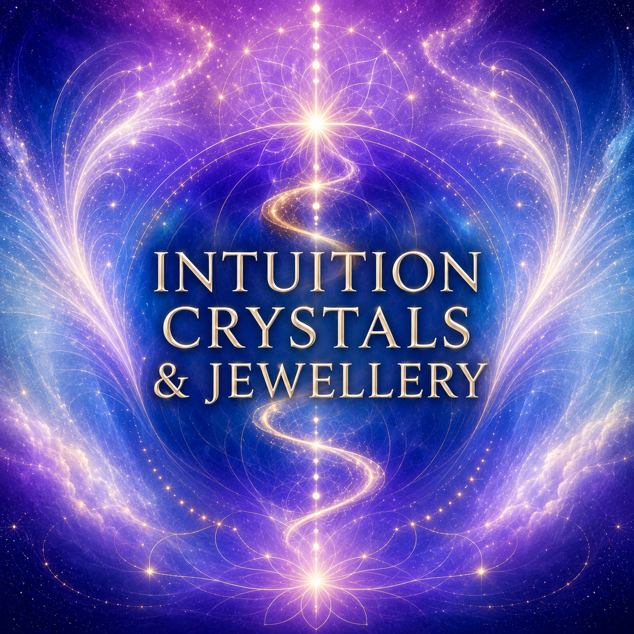 Purple cosmic graphic reading Intuition Crystals & Jewellery