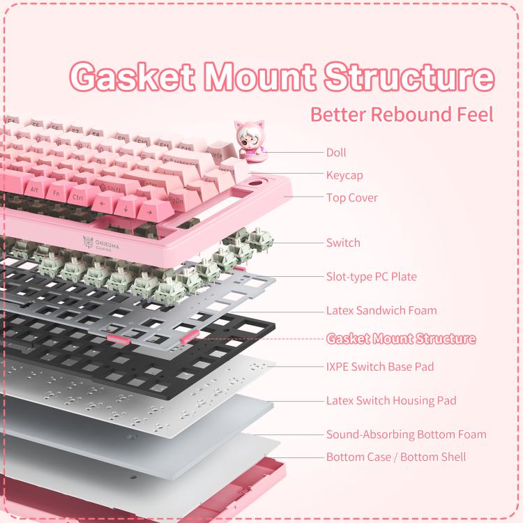 ONIKUMA MT707 RGB Tri-mode Mechanical Gaming Keyboard