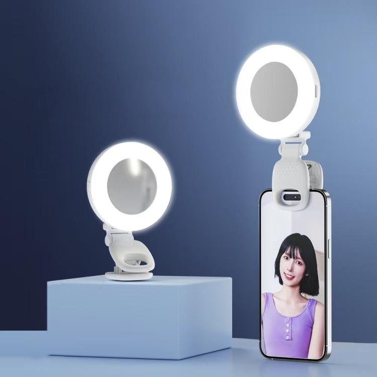 Clip-On Selfie Ring Light with Mirror