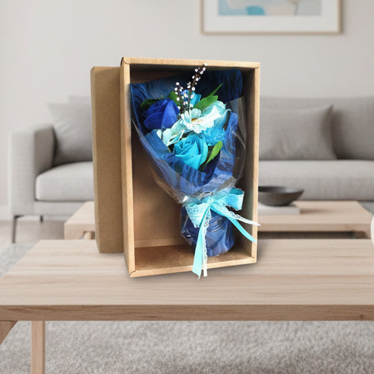 Boxed Hand Soap Flower Bouquet - Blue