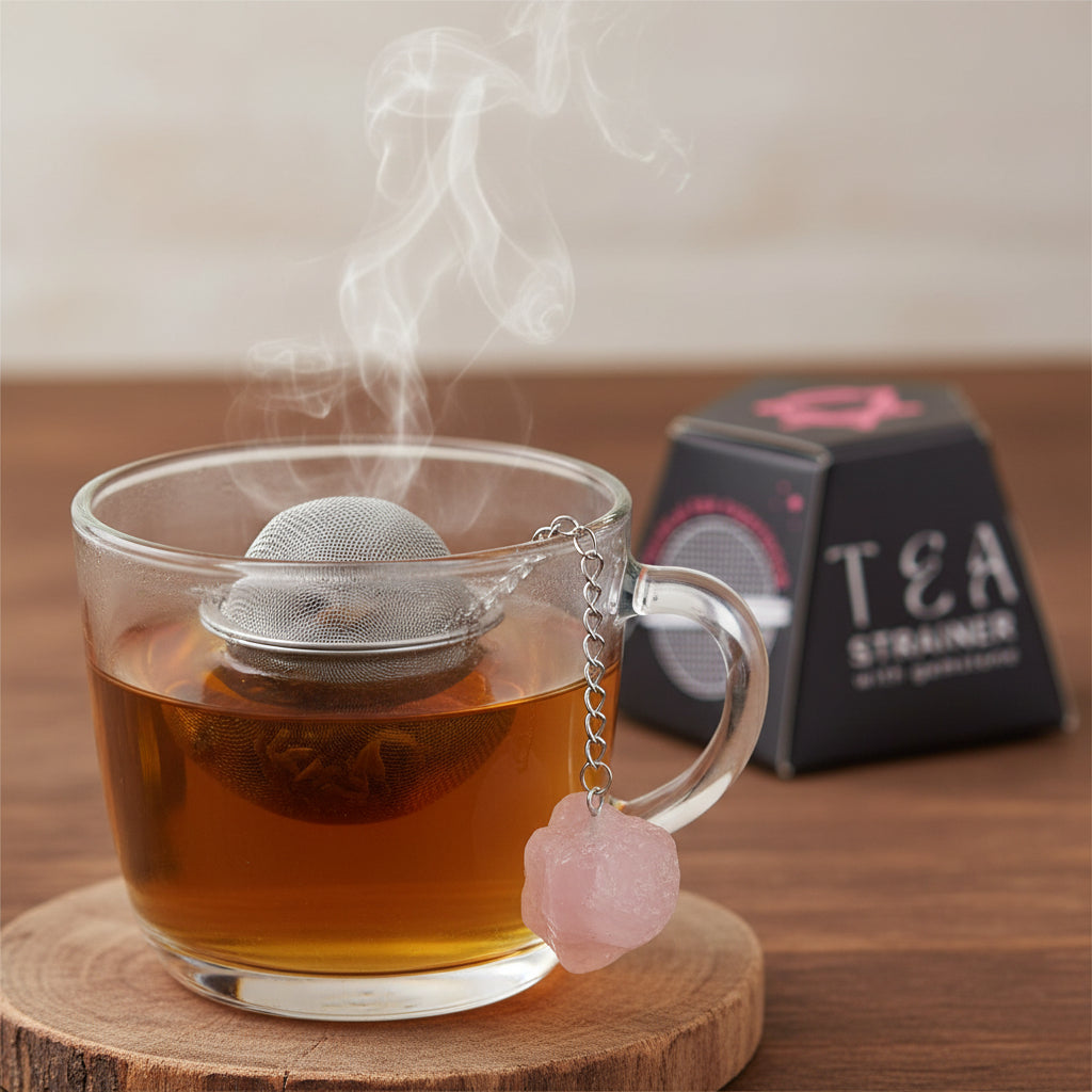 Raw Crystal Tea Strainer - Rose Quartz
