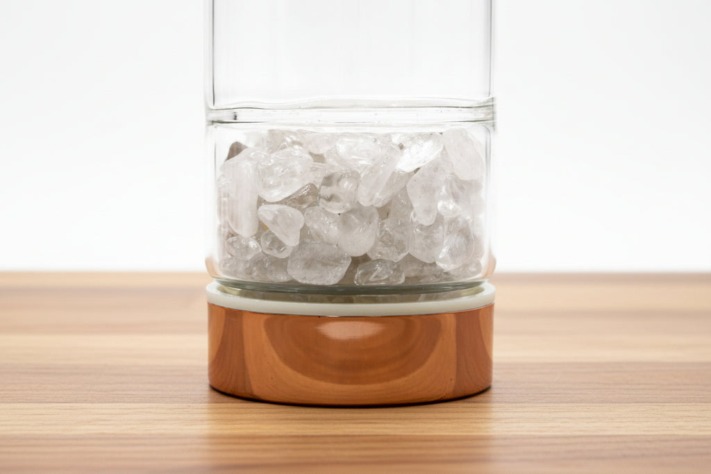 Crystal Glass Tea Infuser Bottle - Rose Gold - Clear Quartz