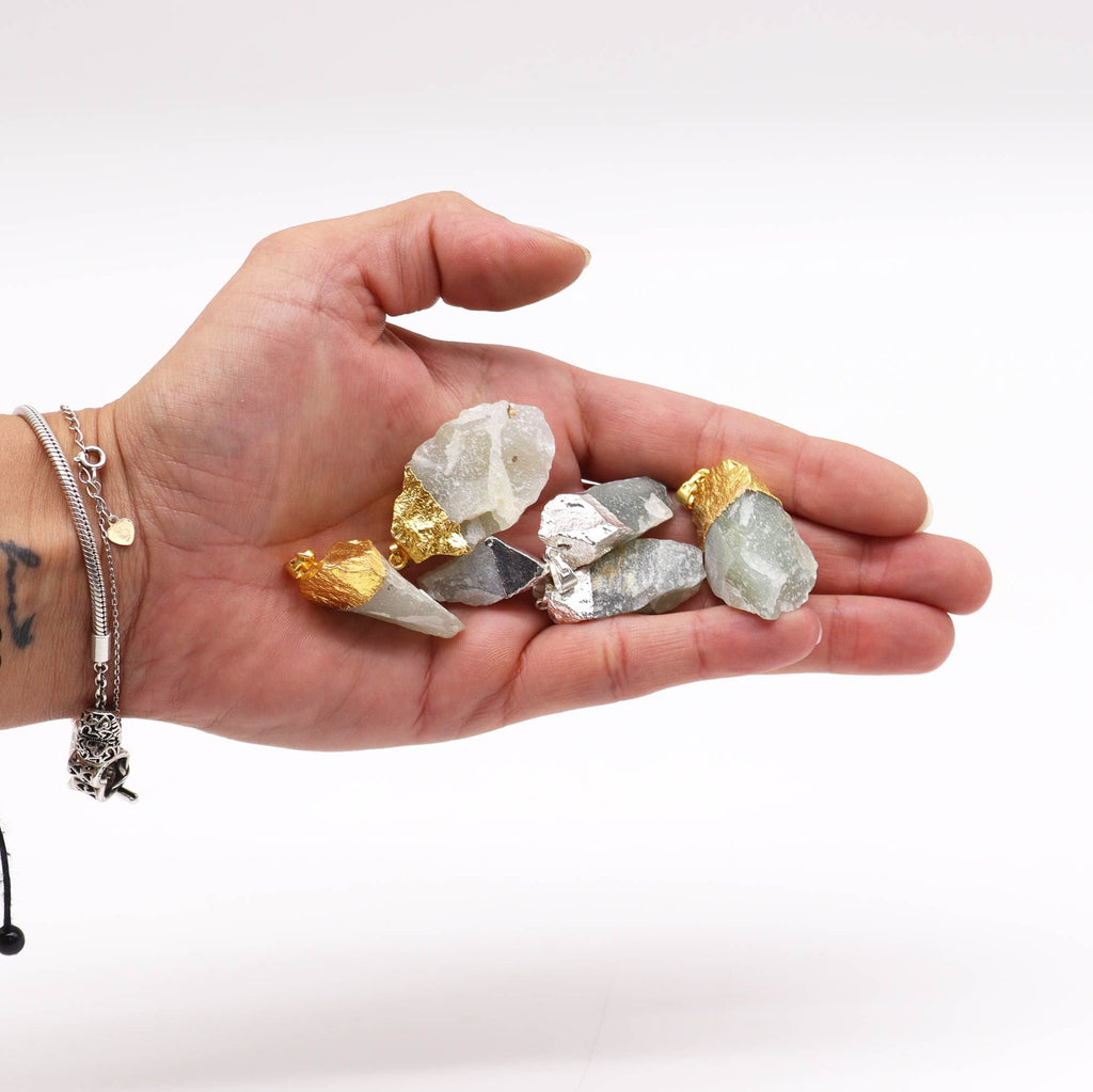 Gold & Silver Plated Jade Pendants - 6 pieces