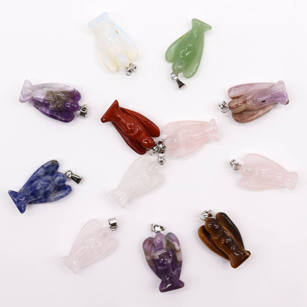 Gemstone Mini Angel Pendants - 12 pueces