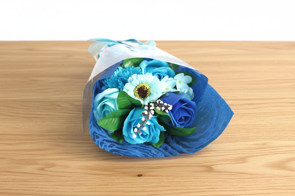 Boxed Hand Soap Flower Bouquet - Blue