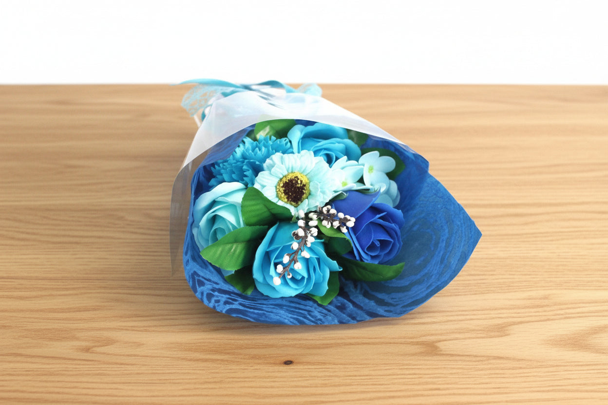 Boxed Hand Soap Flower Bouquet - Blue