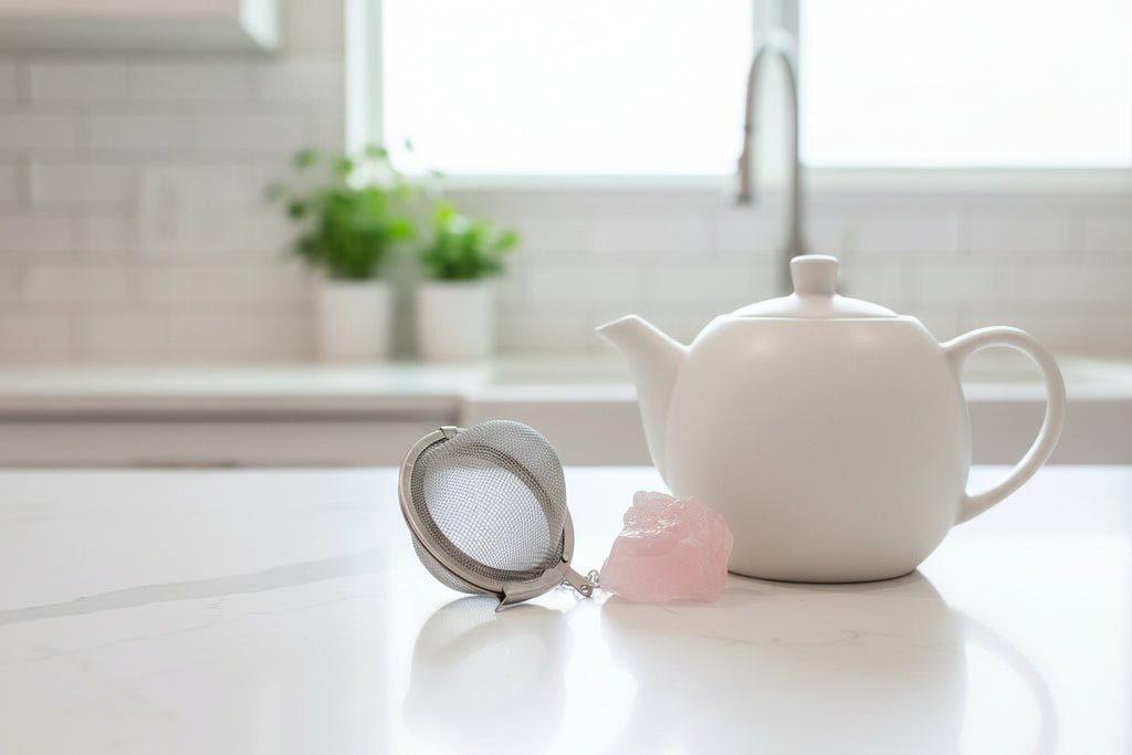 Raw Crystal Tea Strainer - Rose Quartz