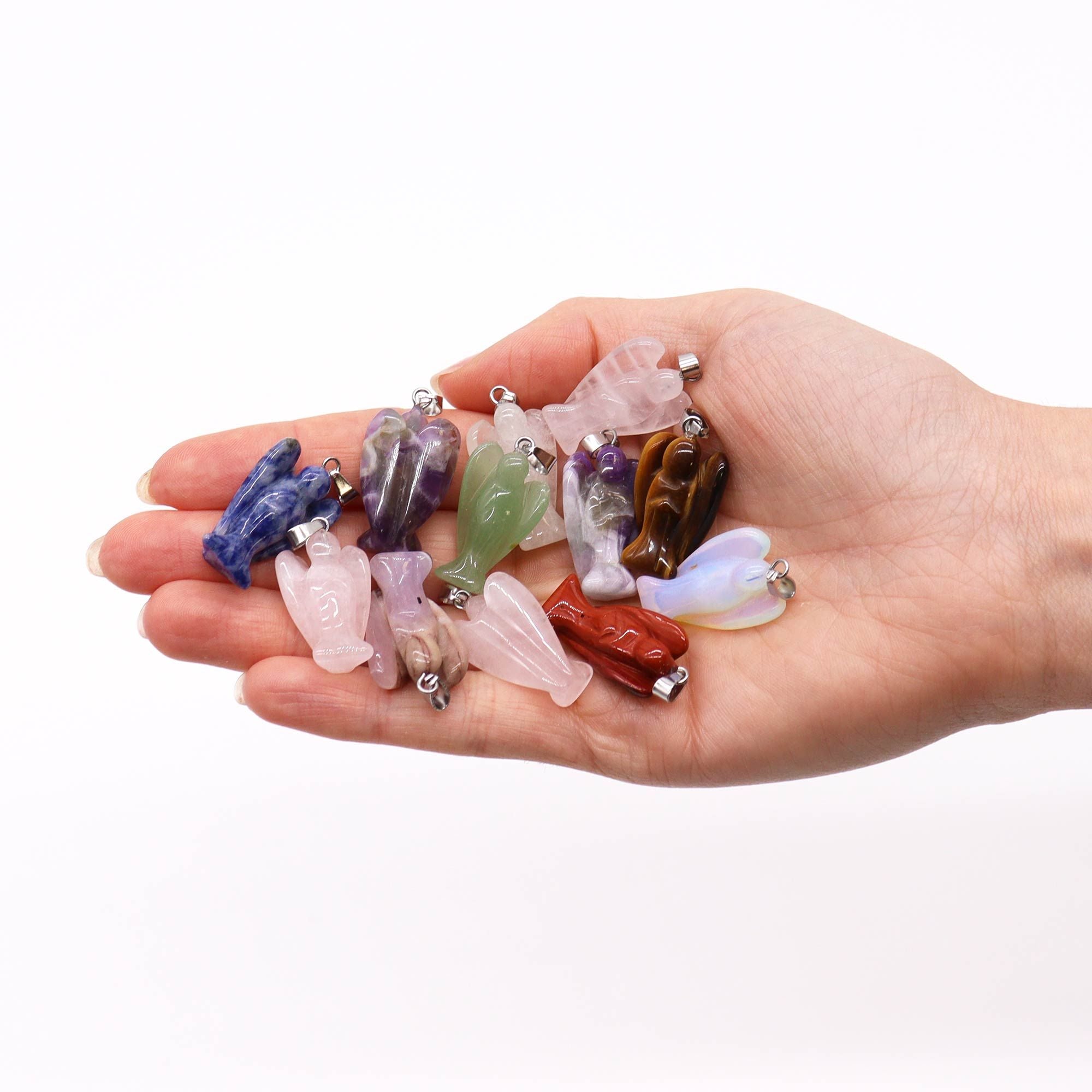 Gemstone Mini Angel Pendants - 12 pueces