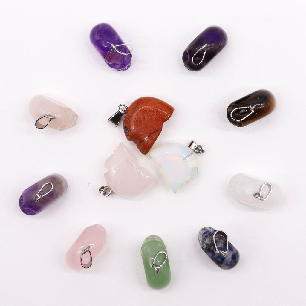 Gemstone Mini Skull Pendants - 12 pieces