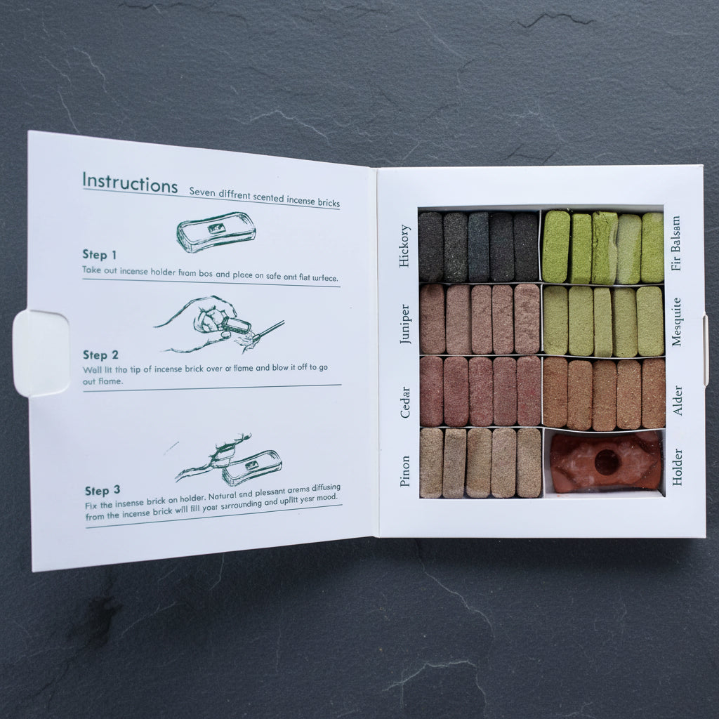 Display Set of 70 Incense Smudge Bricks and Burner - Earthy Himalaya