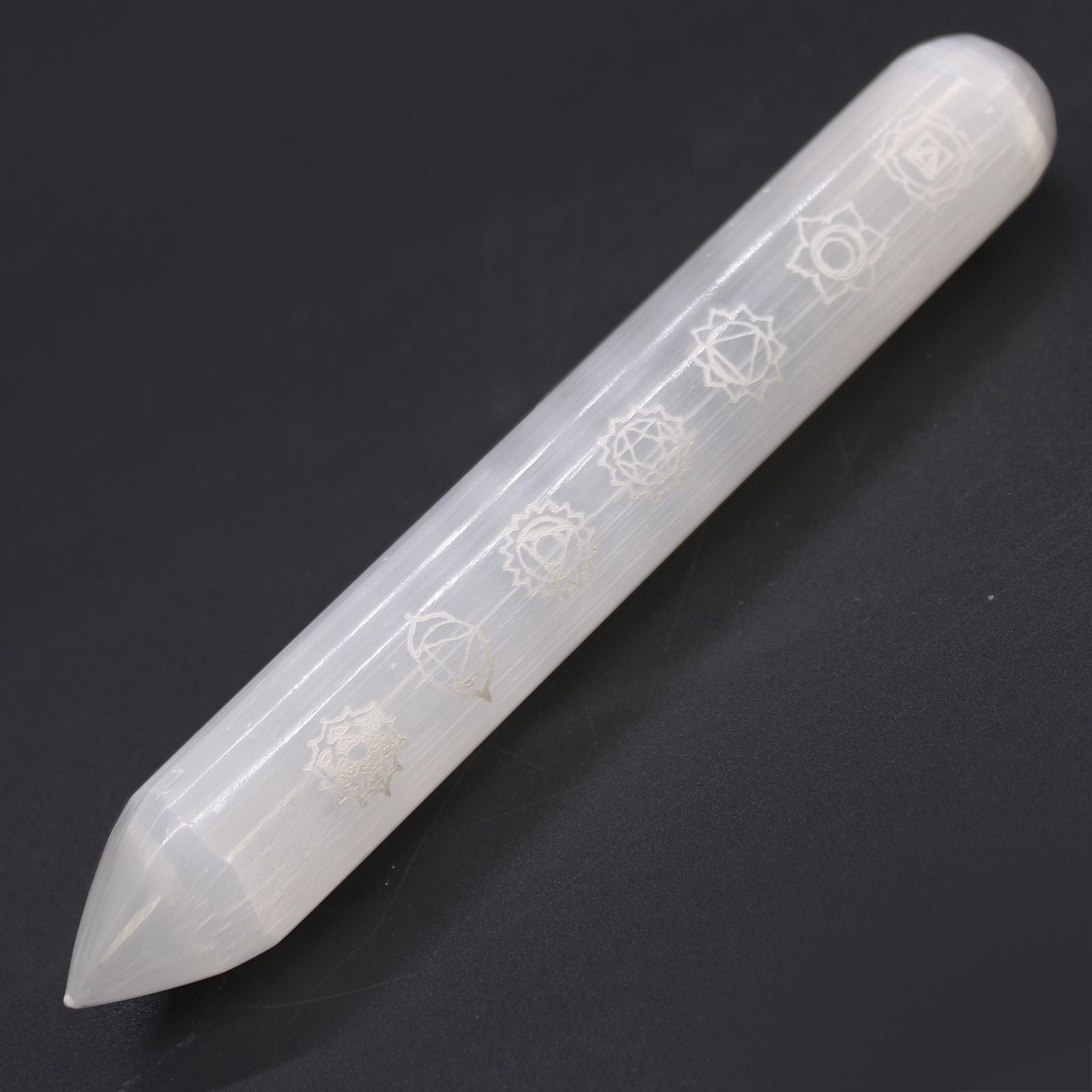 Chakra Selenite Pointed Wand