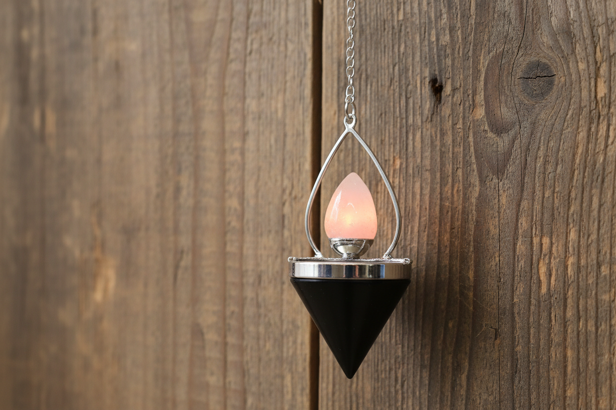 Lantern of Life Pendulum - Black Agate & Rose Quartz