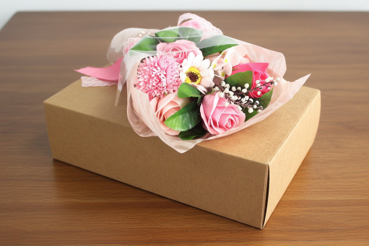 Boxed Hand Soap Flower Bouquet - Pink