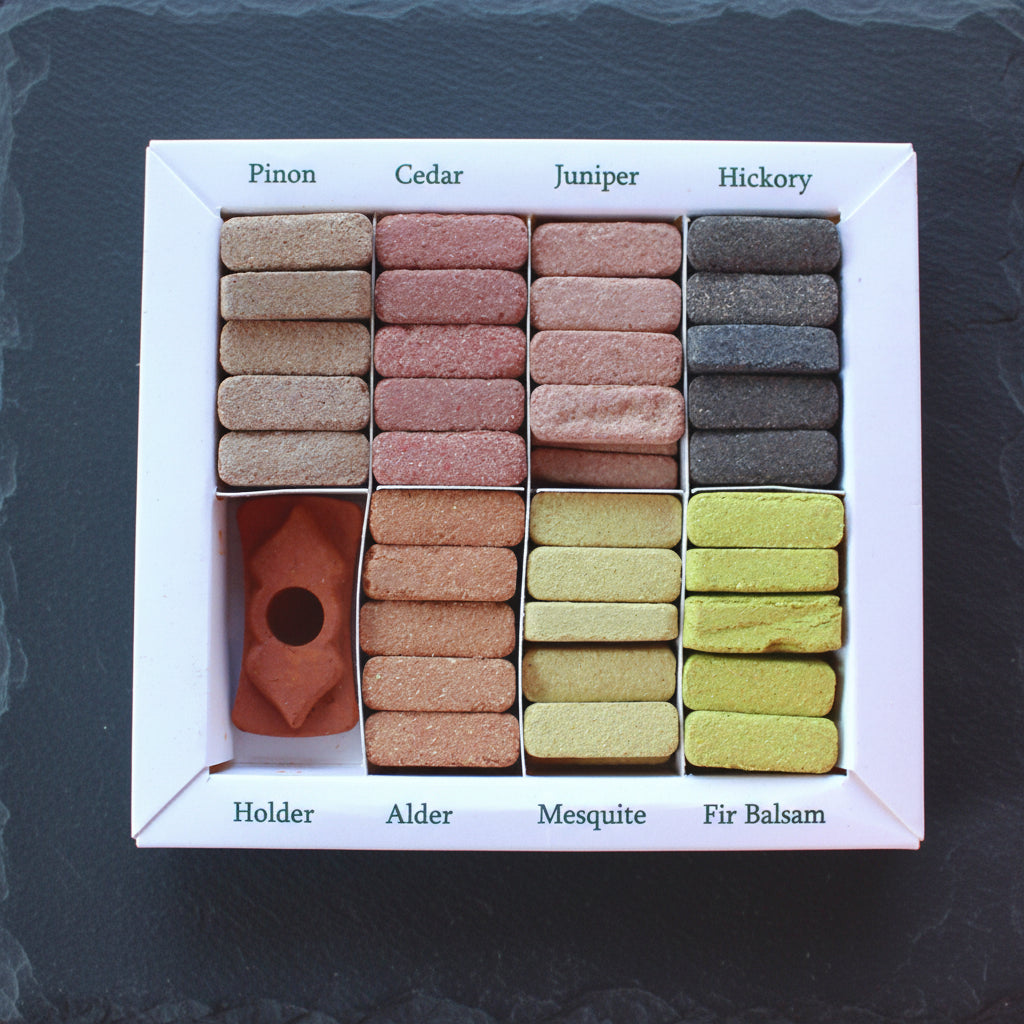 Display Set of 70 Incense Smudge Bricks and Burner - Earthy Himalaya