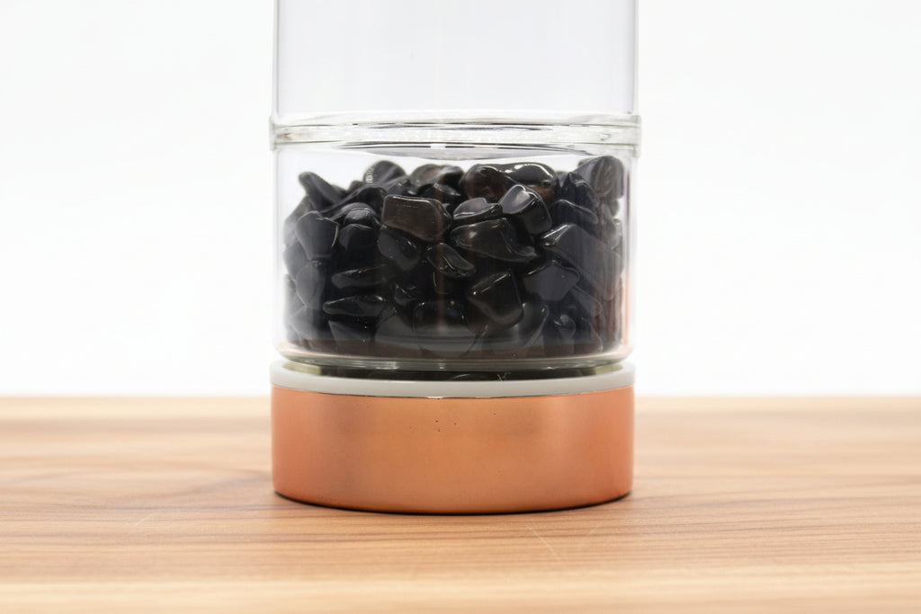 Crystal Glass Tea Infuser Bottle - Rose Gold - Onyx