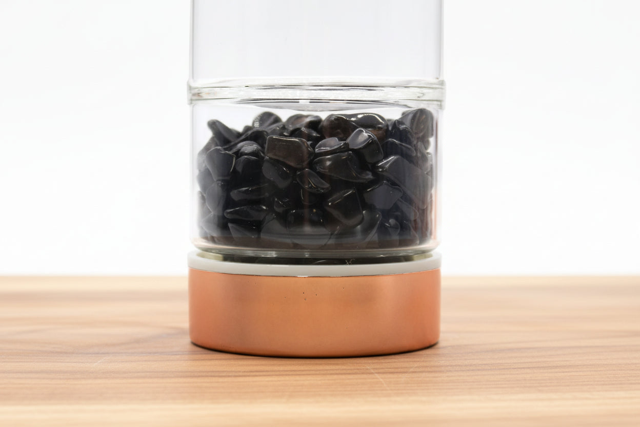 Crystal Glass Tea Infuser Bottle - Rose Gold - Onyx