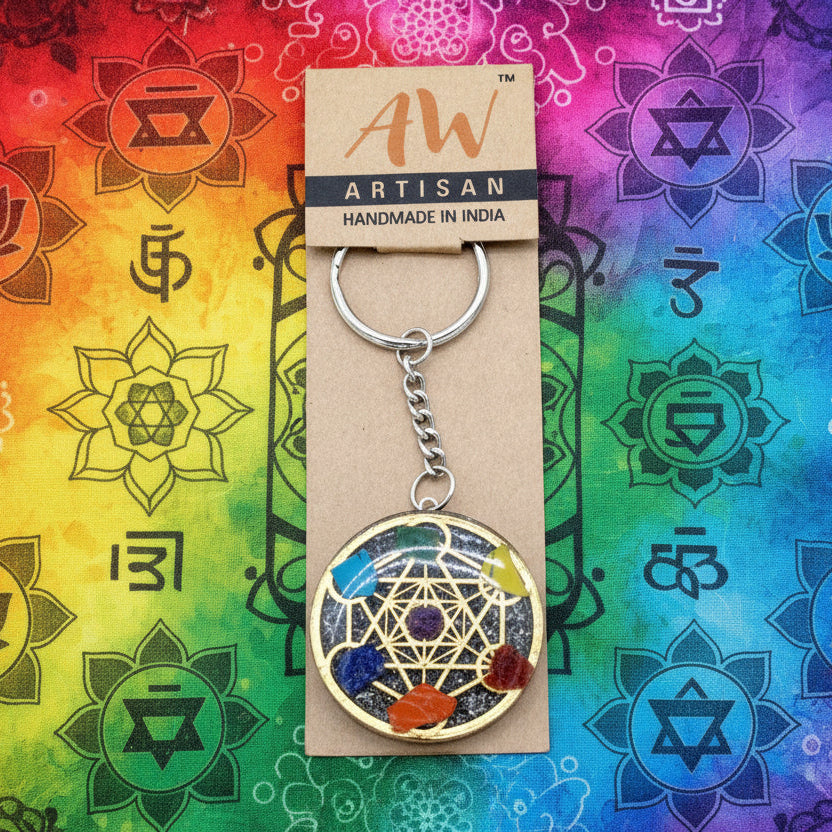 Orgonite Power Keyring - Round Seven Chakra