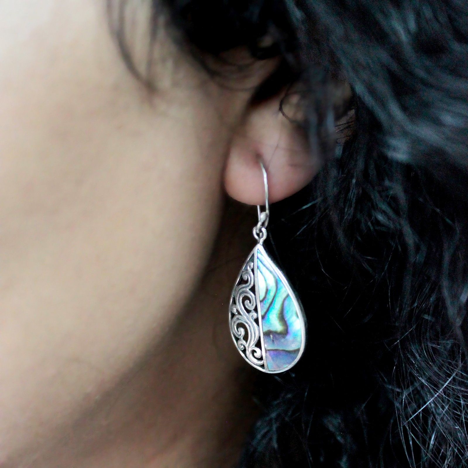 Abalone & Silver Earrings - Teardrop