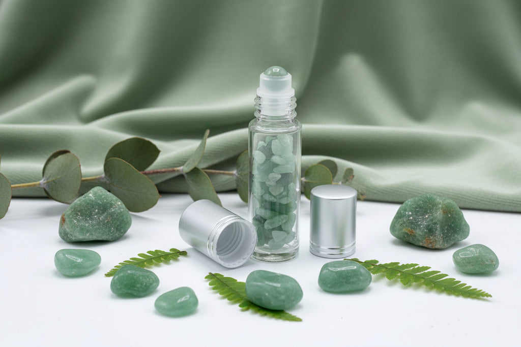 Gemstone Essential Oil Roller Bottle - Aventurine - Silver Cap