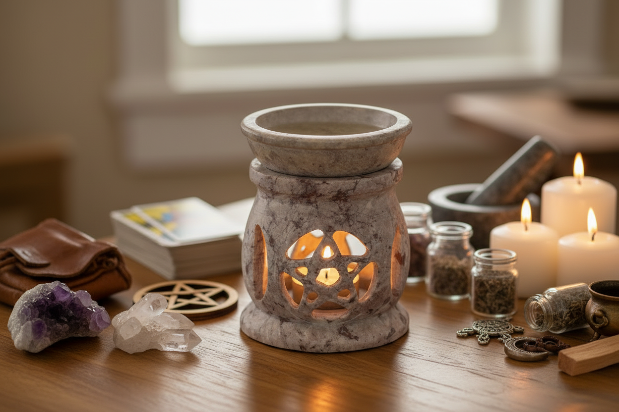 Soapstone Burner - Three Moon Pentagon