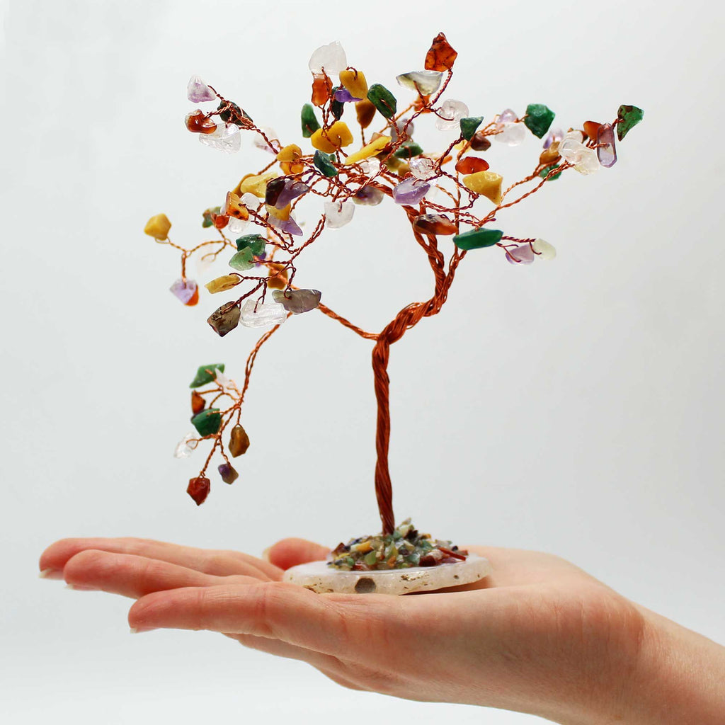 Large Gemstone Tree - Multi Stones on Natural Agate Base (100 stones)