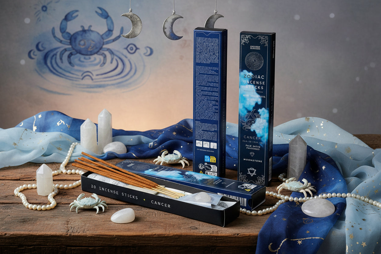 Incense & Gemstone Zodiac Gift Set -  Cancer