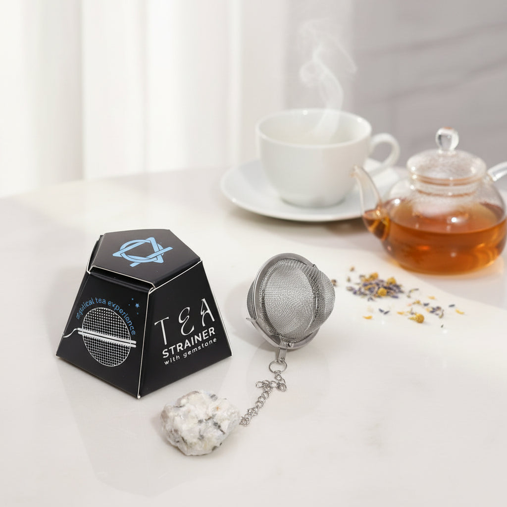 Raw Crystal Tea Strainer - Rainbow Moonstone