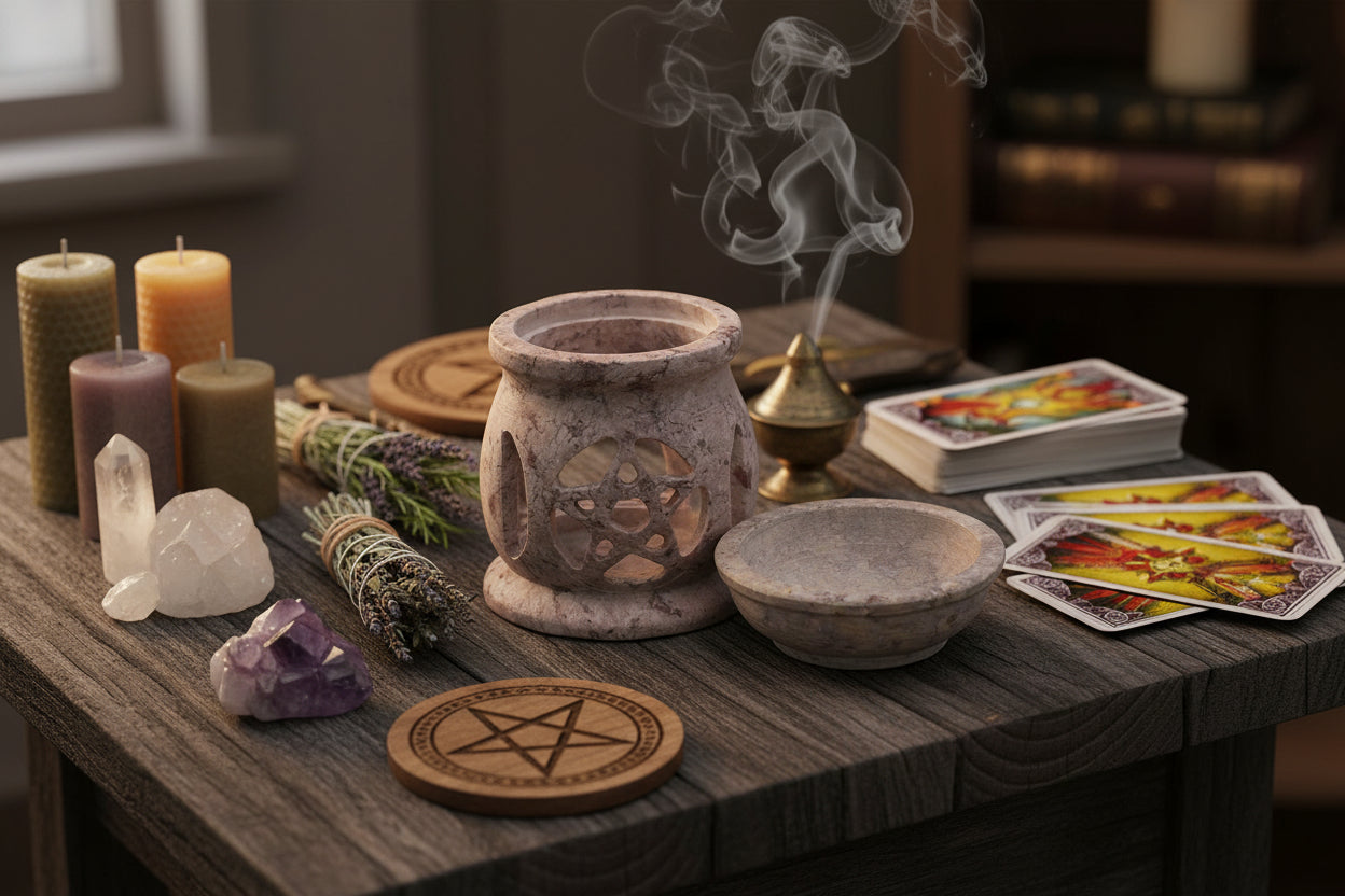 Soapstone Burner - Three Moon Pentagon