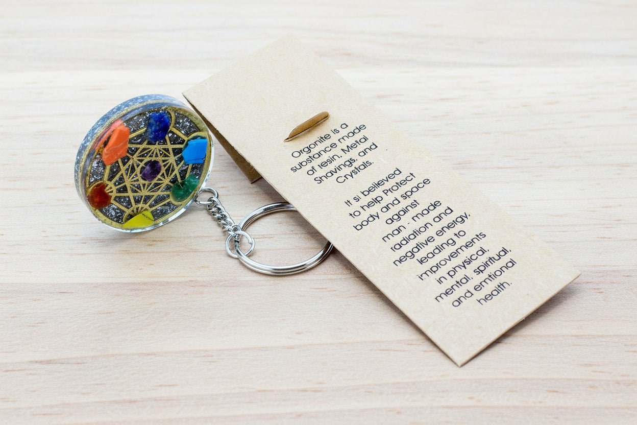 Orgonite Power Keyring - Round Seven Chakra