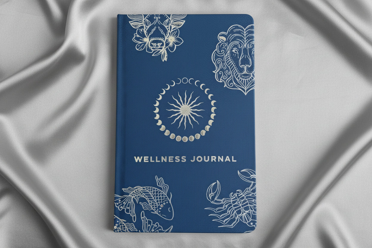 Midnight Blue Wellness Journal - Silver Zodiac