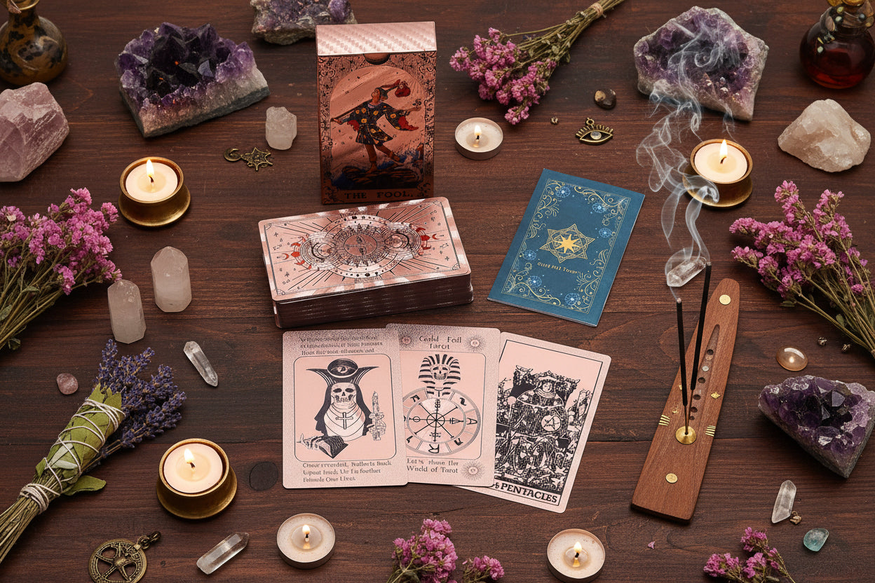 Rose Gold Foil Tarot Card Set - Moon Phase