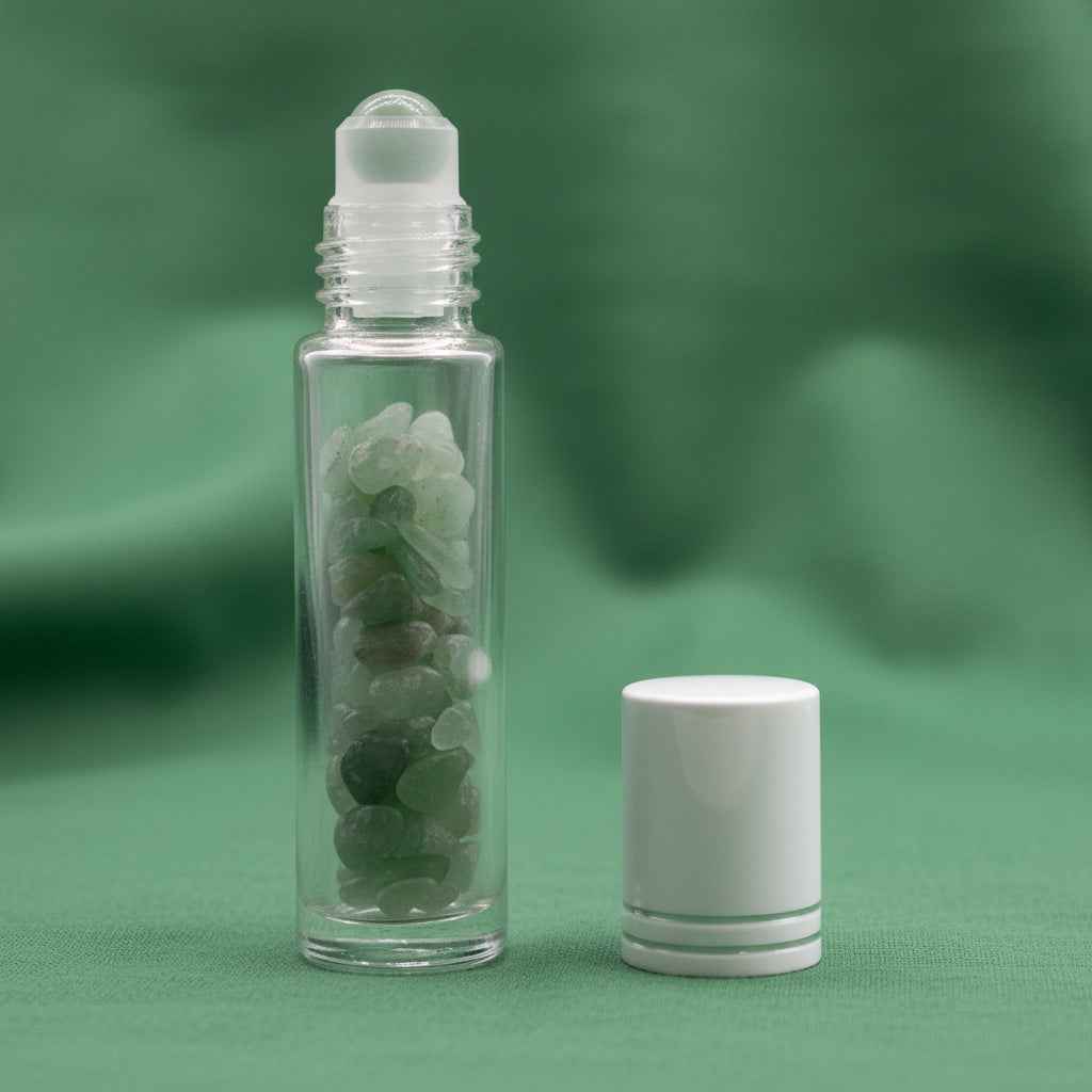 Gemstone Essential Oil Roller Bottle - Aventurine - Silver Cap