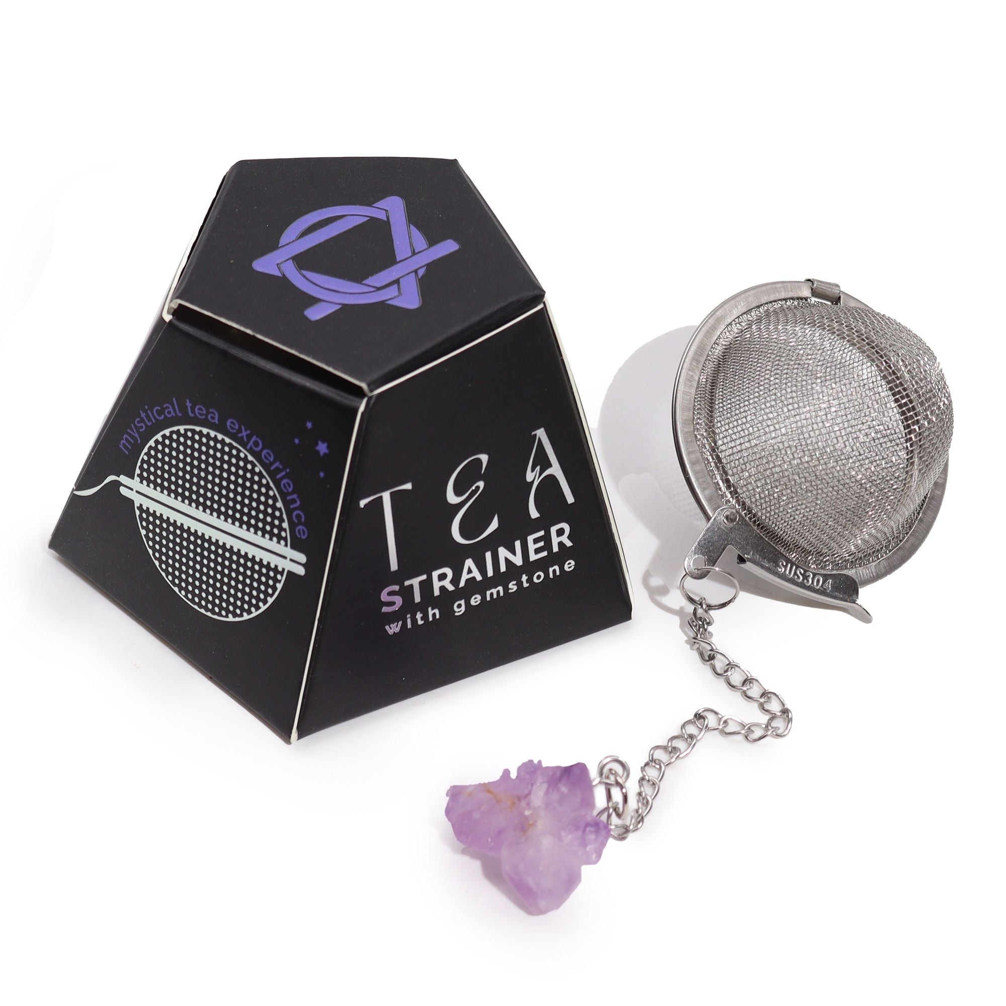 Raw Crystal Tea Strainer - Amethyst Cluster