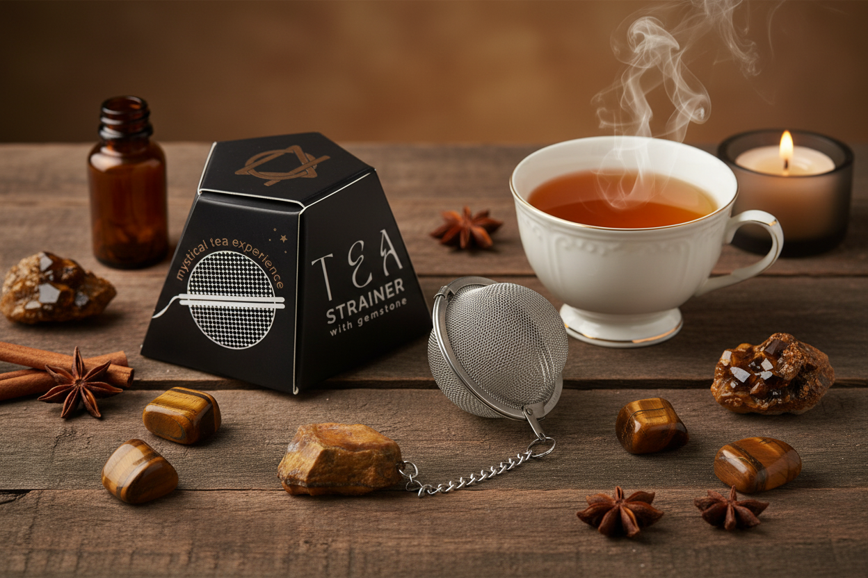 Raw Crystal Tea Strainer - Gold Tigers Eye