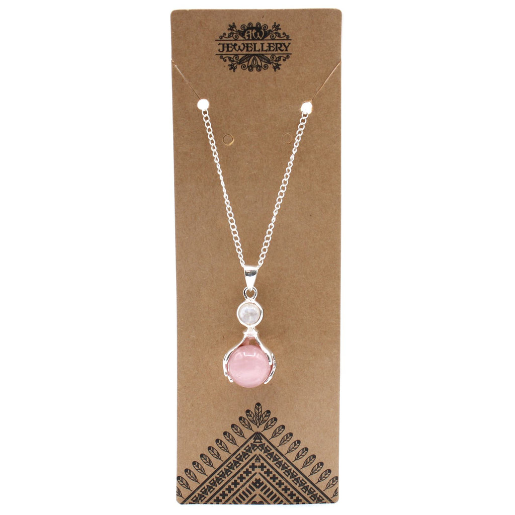 Healing Hands Necklace - Rose Quartz