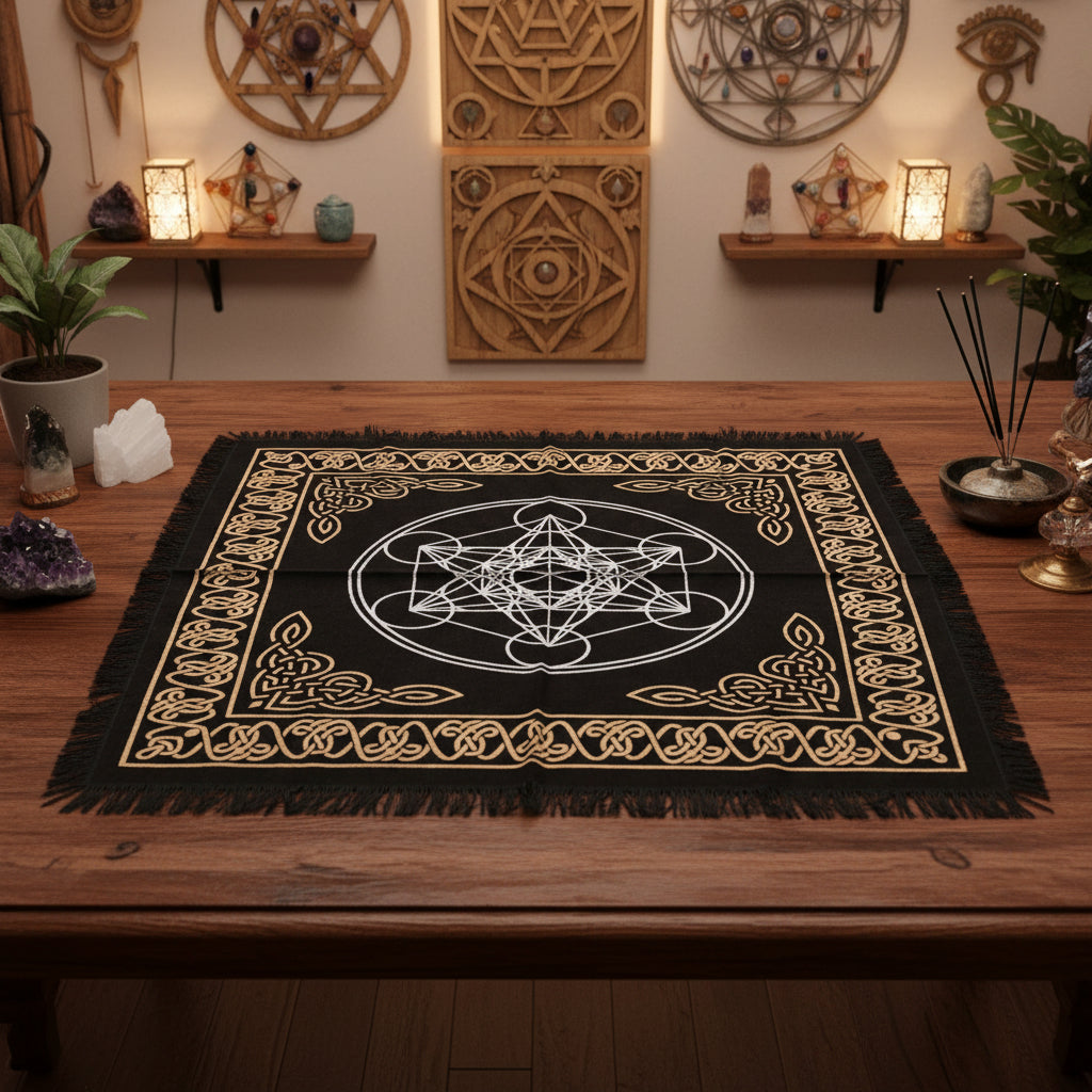 Esoteric Fringed Altar Cloth - Chakra Chart