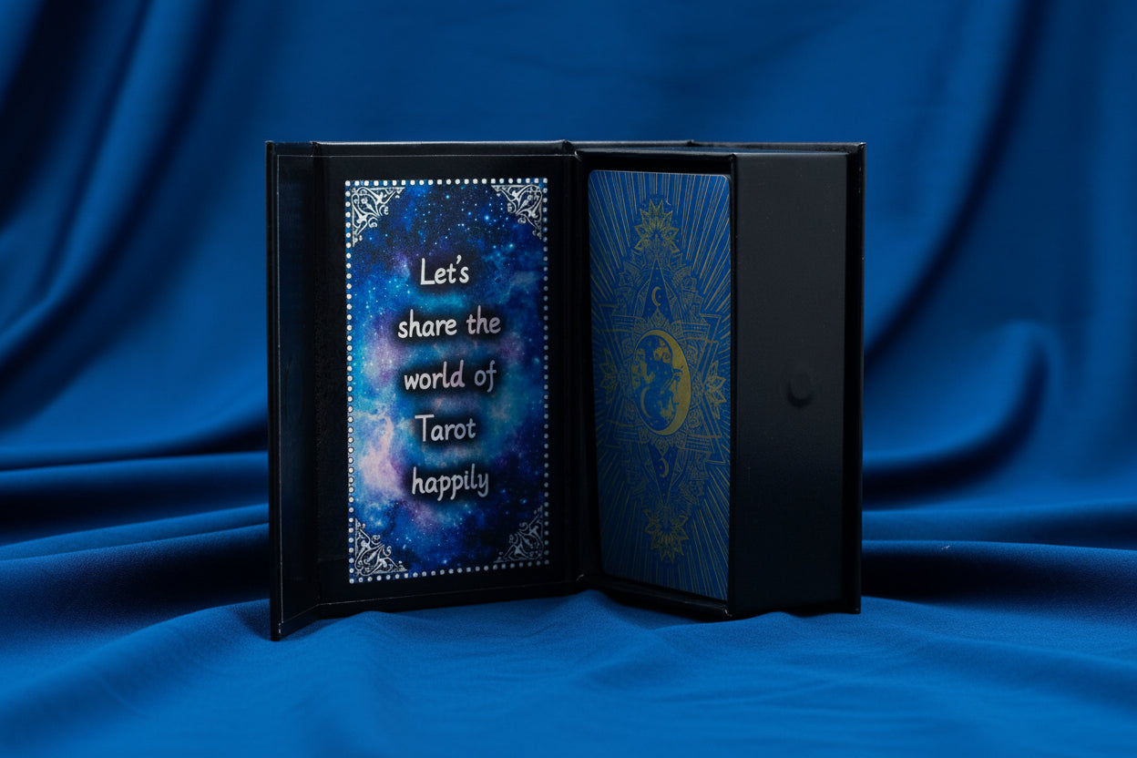Blue Foil Tarot Card Set - Moon Face