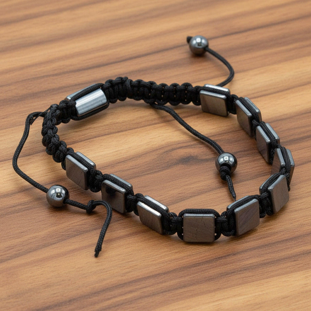 Magnetic Hematite Shamballa Bracelet -  Flat Cubes