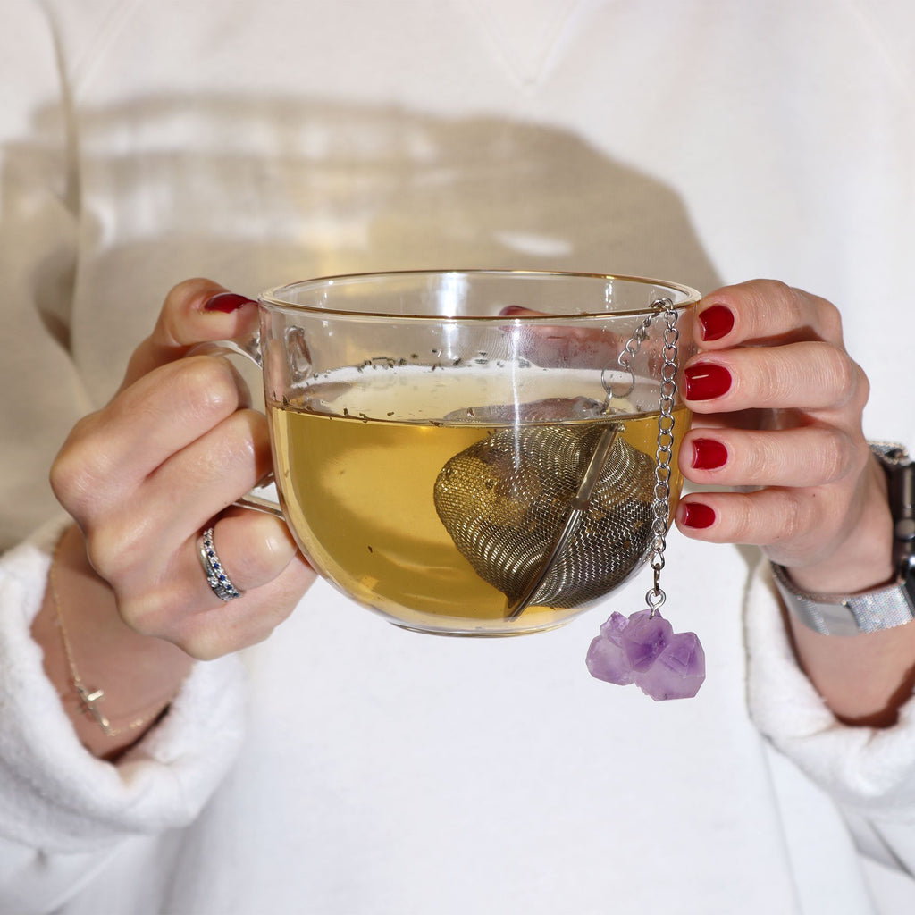 Raw Crystal Tea Strainer - Amethyst Cluster