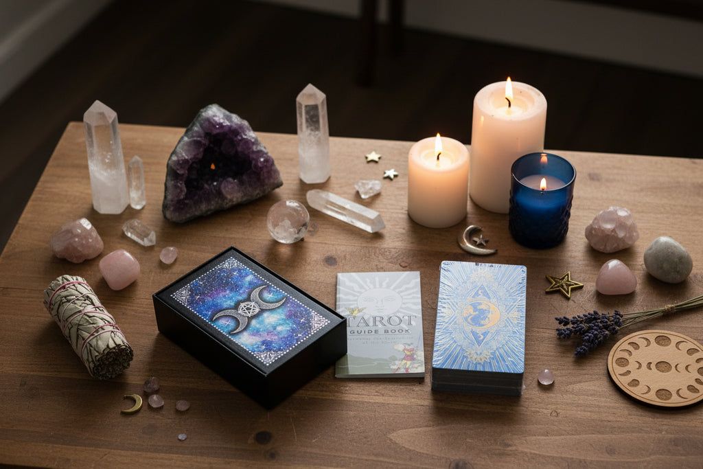 Blue Foil Tarot Card Set - Moon Face