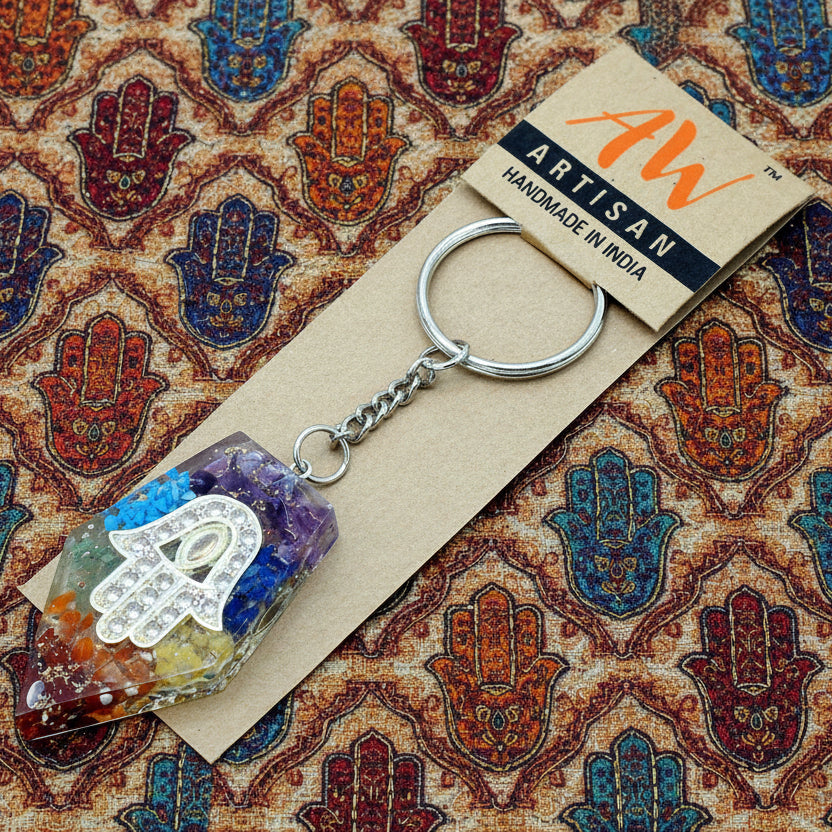 Orgonite Power Keyring - Chakra Hamsa