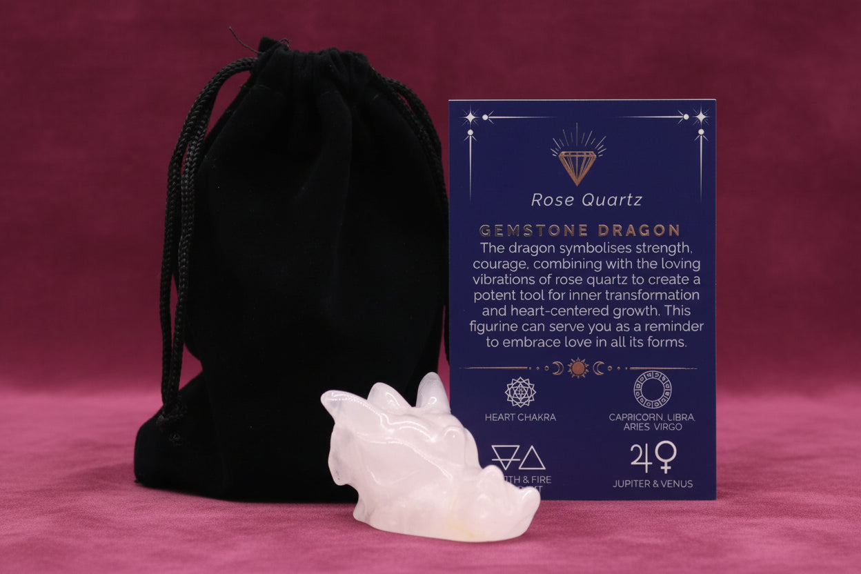 Gemstone Small Dragon Head- Rose Quartz