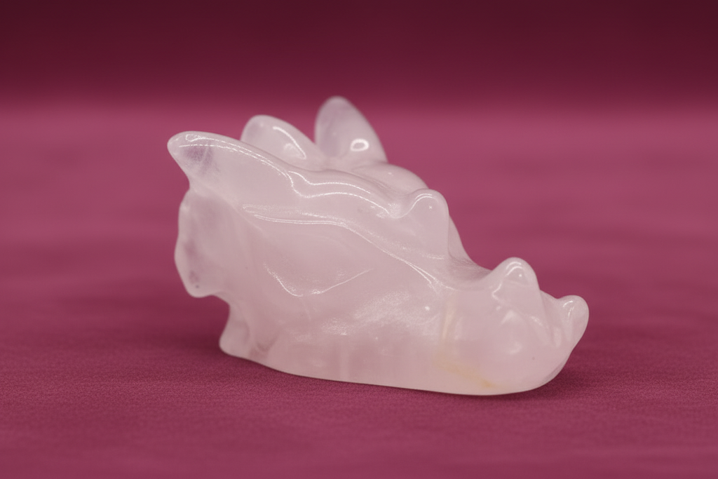 Gemstone Small Dragon Head- Rose Quartz