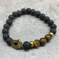 Lava Stone Bracelet - Hamsa Tiger's Eye