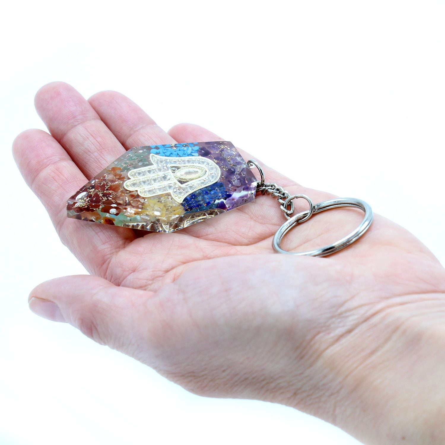 Orgonite Power Keyring - Chakra Hamsa