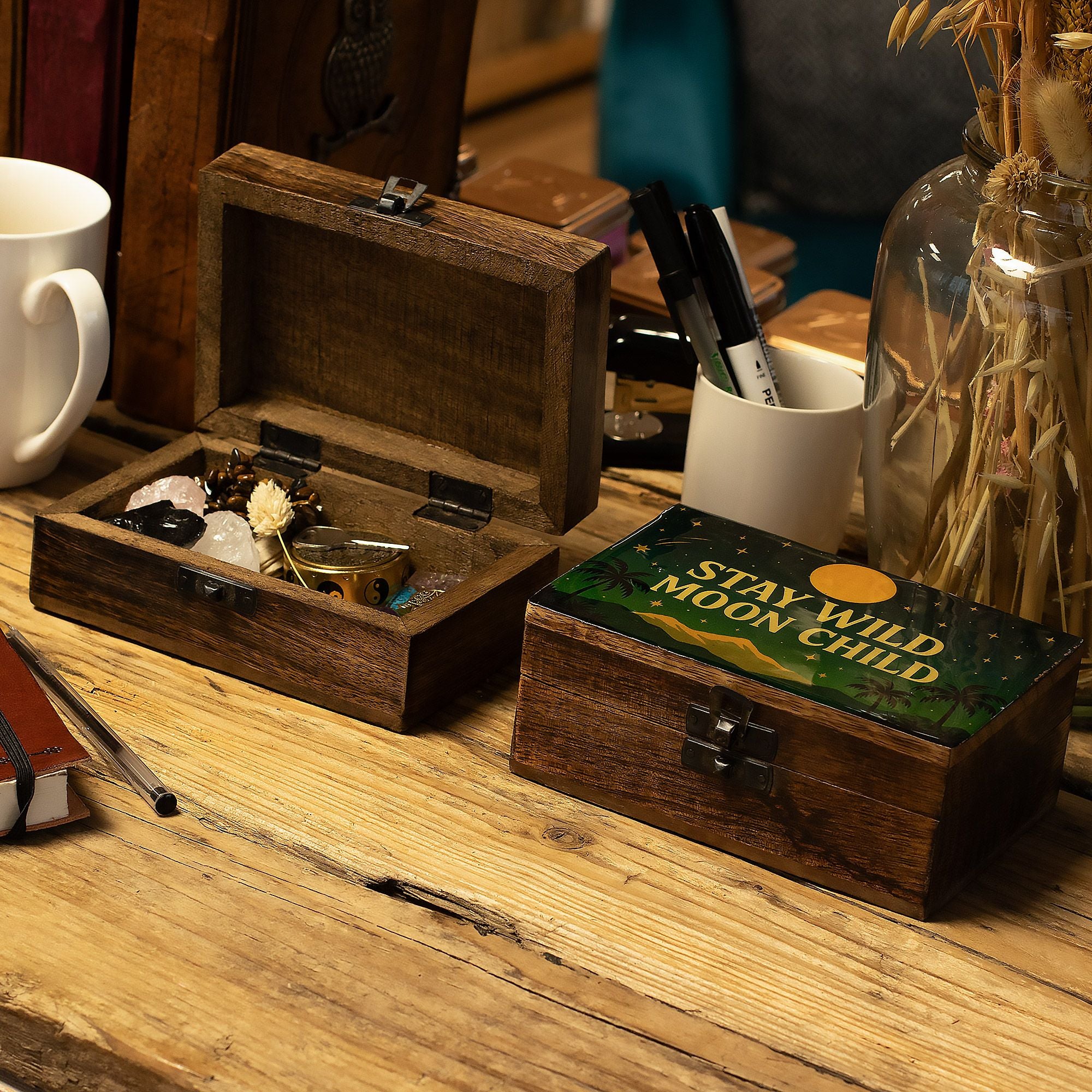 Medium Enamelled Box - Stay Wild Moon Child