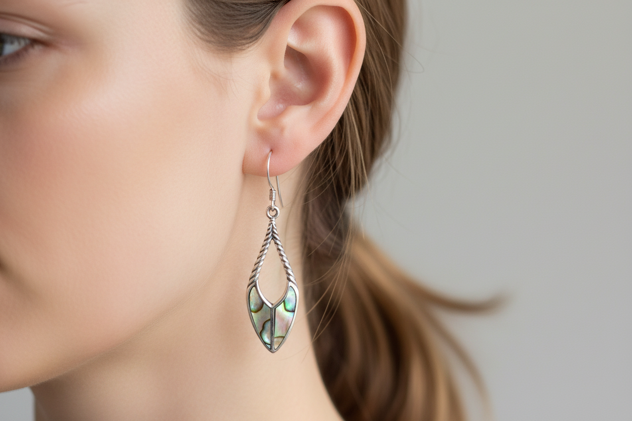 Abalone & Silver Earrings - Spear Drops