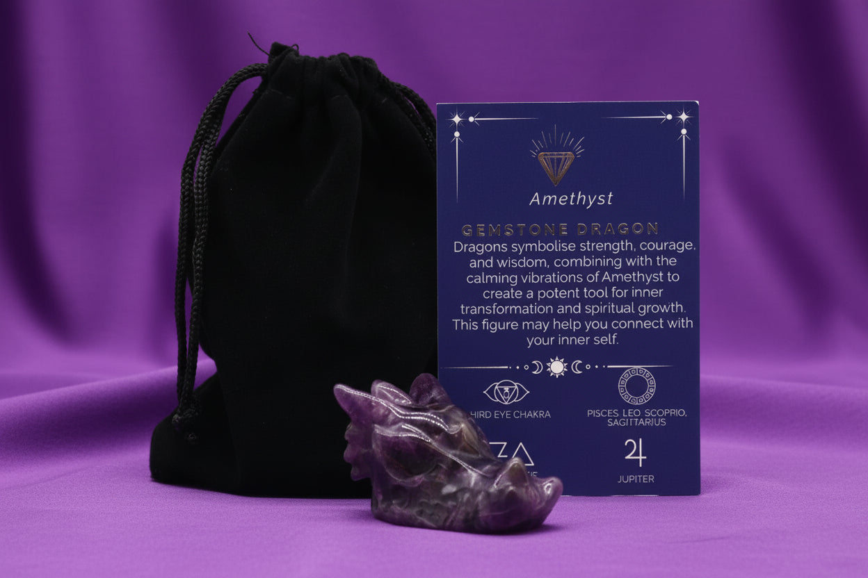 Gemstone Small Dragon Head- Amethyst