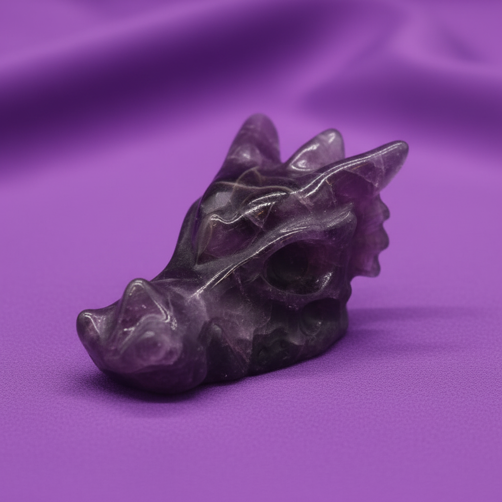 Gemstone Small Dragon Head- Amethyst